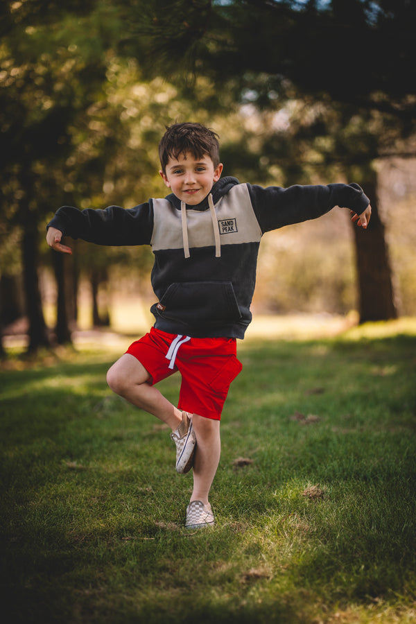 Red lightweight cargo shorts