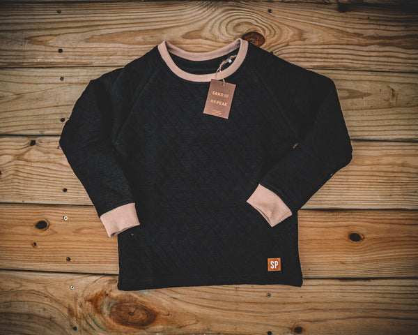 Black Quilted Crew