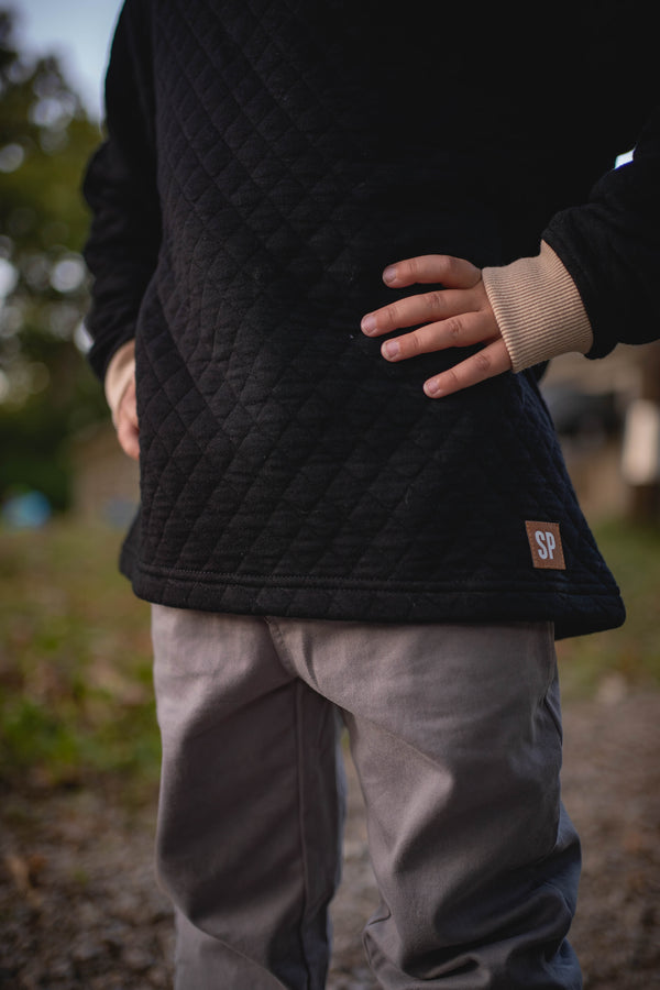 Black Quilted Crew
