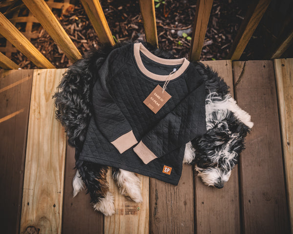 Black Quilted Crew